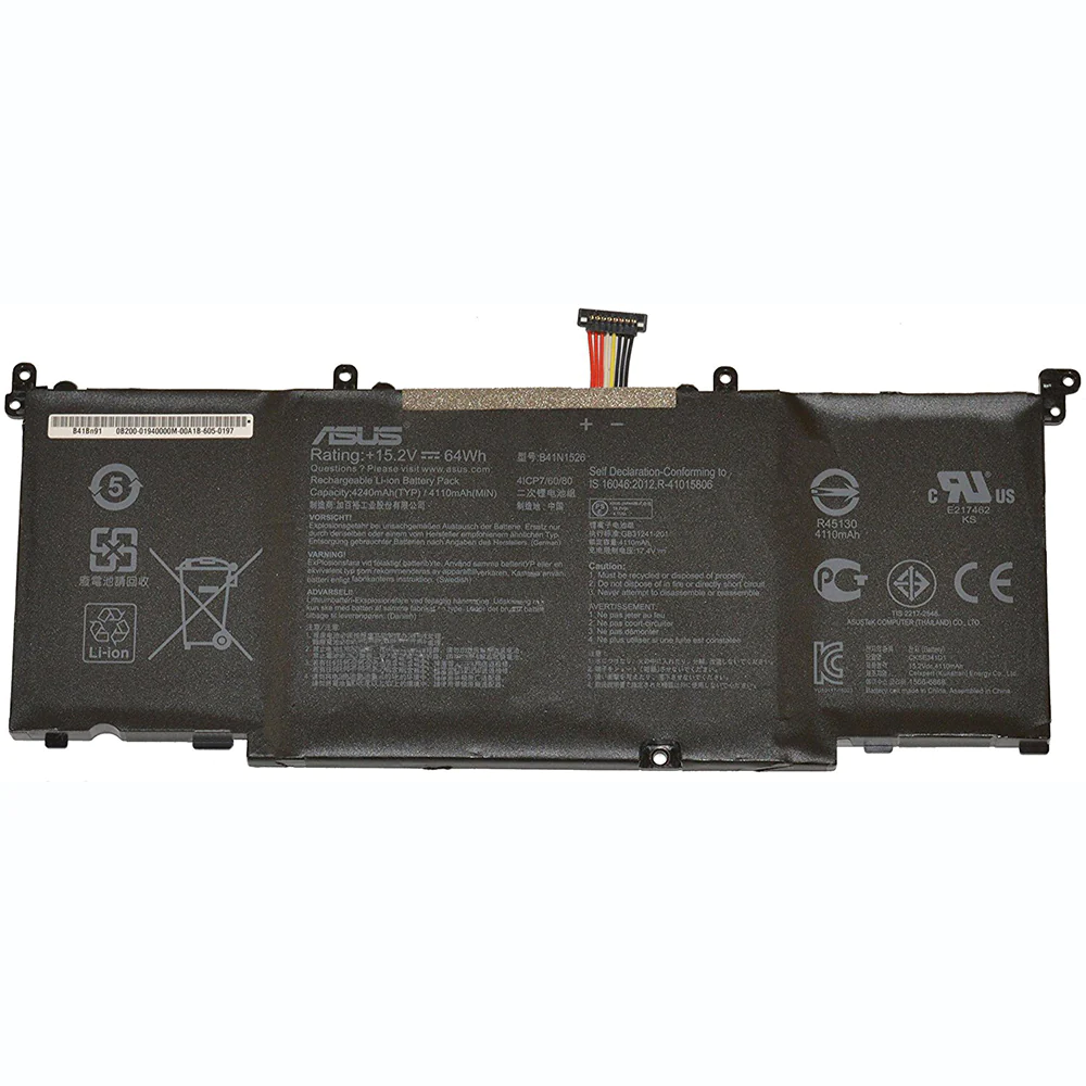 15.2V 64Wh Original B41N1526 Laptop Battery For Asus ROG Strix GL502 GL502V GL502VT GL502VT-1A S5 S5VT6700 GL502VM-FY230T MPN: Asus B41N1526 3 15.2V 64Wh Original B41N1526 Laptop Battery For Asus ROG Strix GL502 GL502V GL502VT GL502VT-1A S5 S5VT6700 GL502VM-FY230T MPN: Asus B41N1526