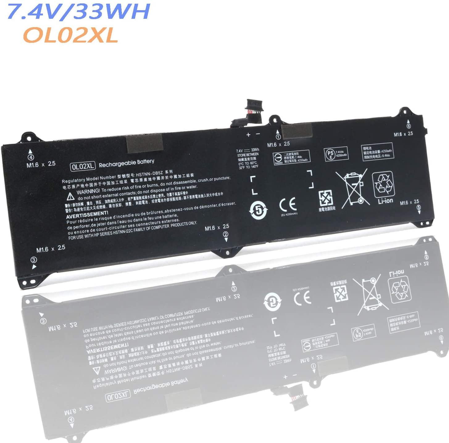 7.4V 33Wh HP original OL02XL Laptop Battery compatible with HP Elite x2 1011 G1 750549-001 HSTNN-DB5Z L8L94PA M5T71PA OL02033XL