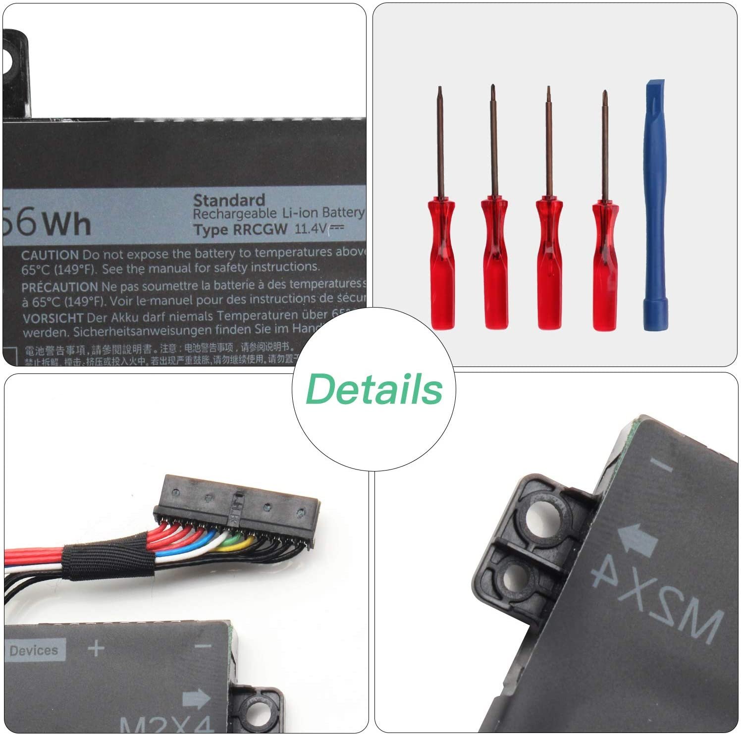 RRCGW Laptop Battery (56Wh) Compatible with DELL XPS 15 9550, Precision 5510 Series P56F P56F001 62MJV M7R96 0RRCGW 062MJV 11.4V 3-Cell