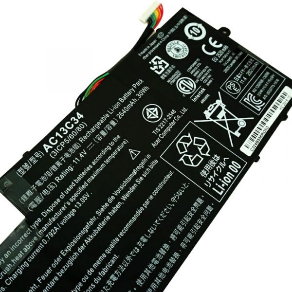 Acer AC13C34, 31CP5/60/80, 3UF426080-1-T1000 Battery For Aspire ES1-111-C827, V5-122P, ES1 5 Acer AC13C34, 31CP5/60/80, 3UF426080-1-T1000 Battery For Aspire ES1-111-C827, V5-122P, ES1