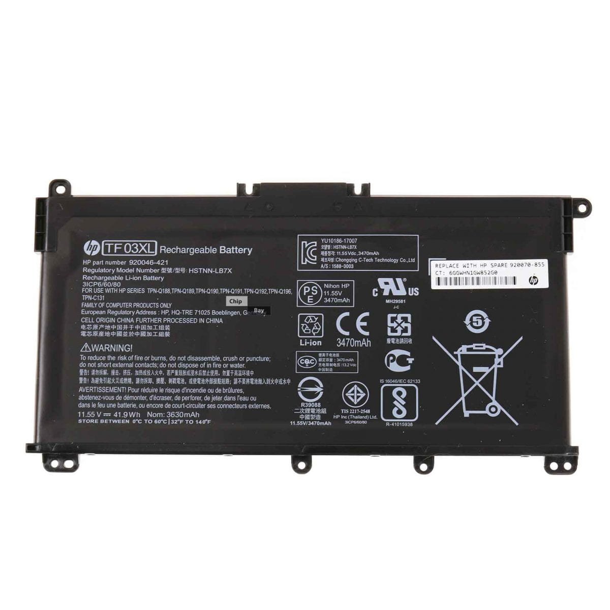 HP TF03XL HT03XL battery for Pavilion X360 14-CD, Pavilion 14-BF, 14-BK, 15-DA,15-CC, 15-CD, 15-CK MPN: TF03XL/HT03XL