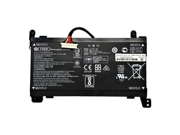 14.4V 86Wh 5675mAh HP original FM08 Laptop Battery compatible with HP Omen 17-an014ng HSTNN-LB8B 922753-421 922977-855 Series 16 Cables